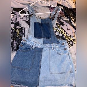 Pacsun Jean Skirt Overalls, Two-Toned